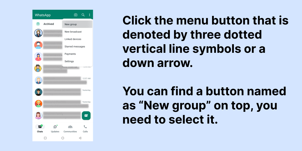 Step 2: How to create whatsapp group